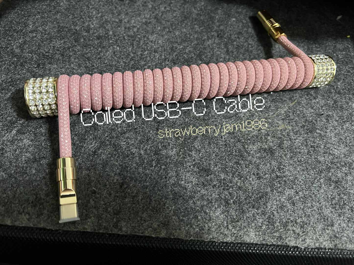 strawberryjam1986 diamond silver/gold coiled mechanical keyboard cable set