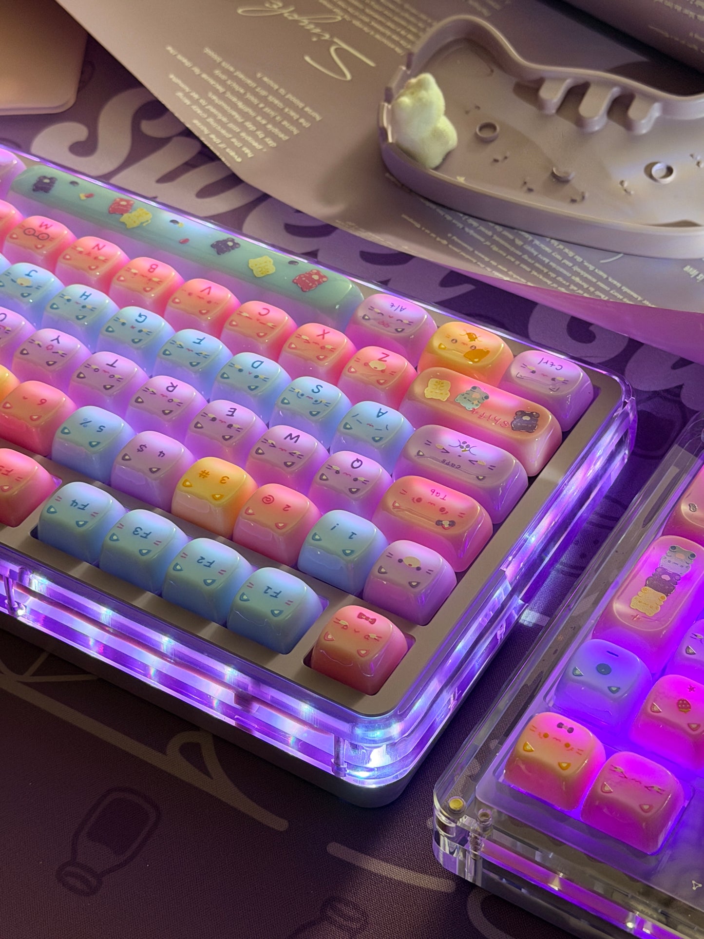 Unboxing Clearance ONLY 1 Instock Meow Pudding PC Keycap Set ➕KiiBOOM Breeze75 Purple Mechanical Keyboard ➕ Phantom 21 Number Pad