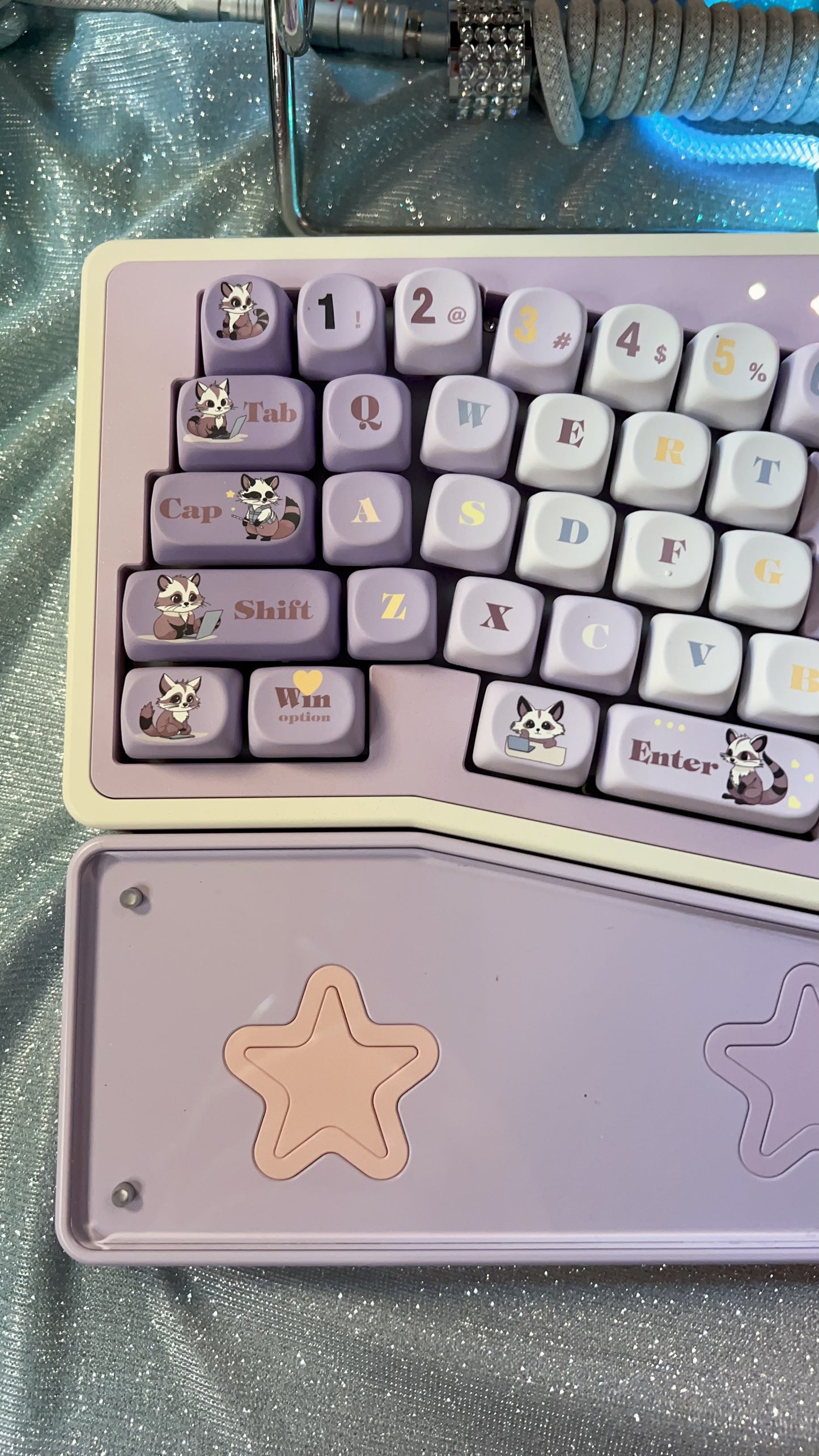 「Fully Assembled」Creamy Purple Gradient StarAlice Ergonomic Aluminum Customized Mechanical Keyboard