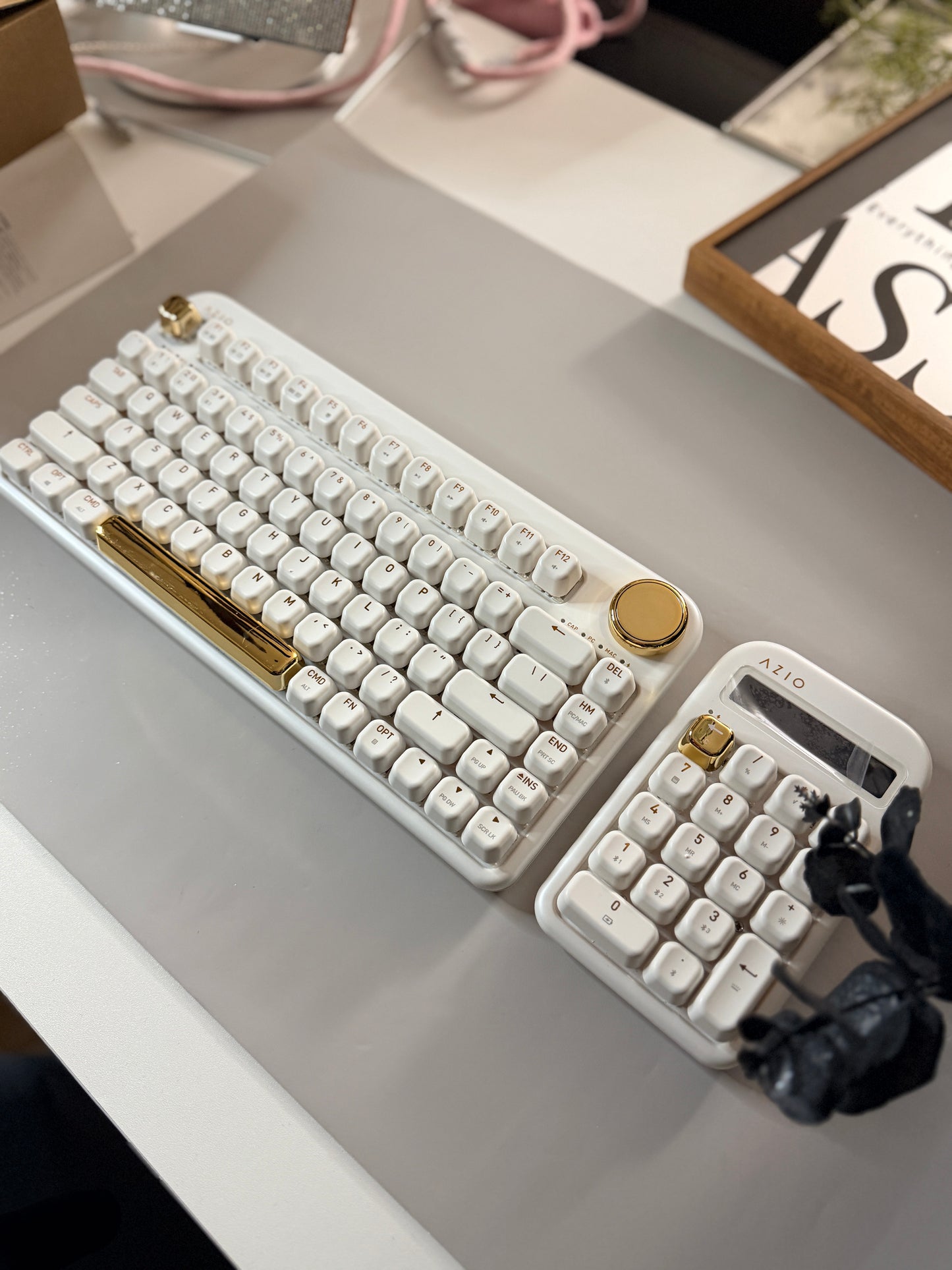 Unboxing For SALEs Azio IZO Wireless BT5/USB PC & Mac Mechanical Keyboard White Blossom & Numpad/Calculator Set