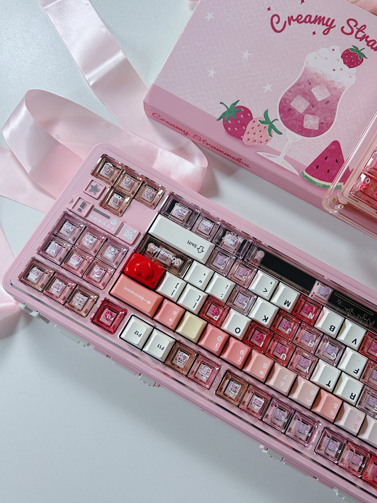 ONLY 1 Instock Prebuilt Aluminum Customized Mechanical Keyboard Polaris80 Pink （notincluding the KiiBOOM number pad/lace strip/artisan keys）