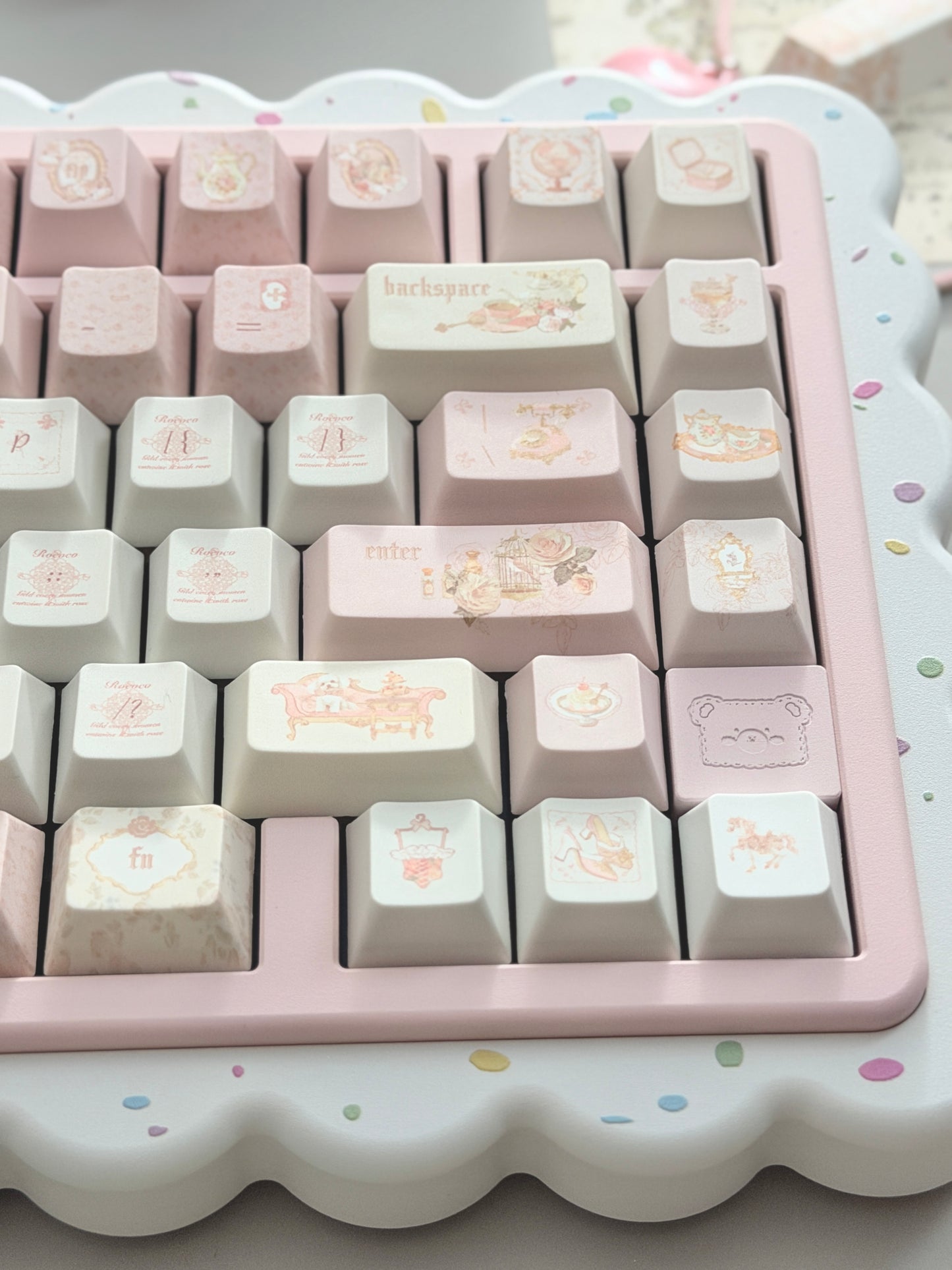 ONLY 1 Instock Prebuilt Aluminum Customized Mechanical Keyboard Cookies75 Pink Sugar Set & Cake Pad