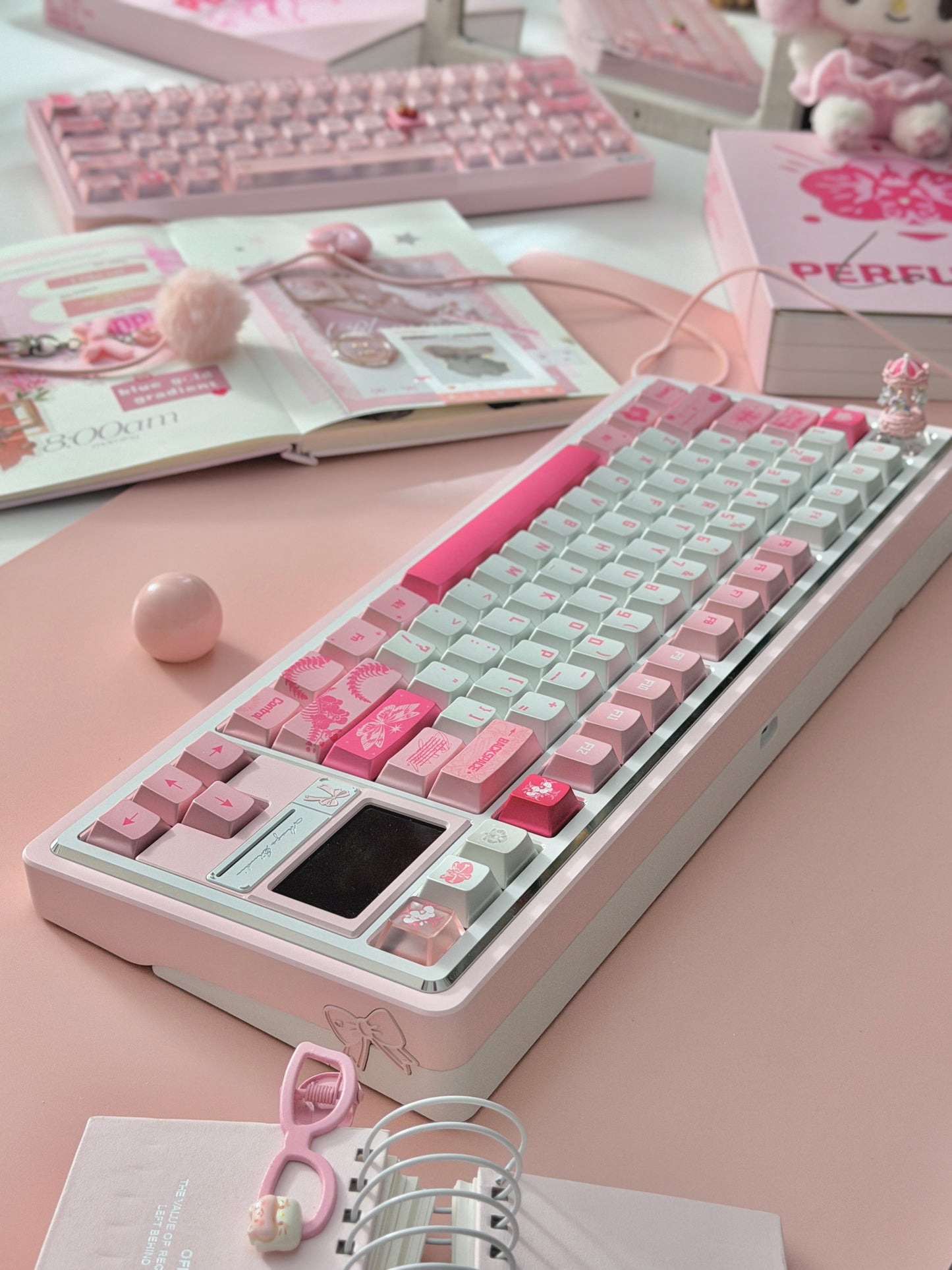 ONLY 1 Instock Pale Pink White Gift80 Prebuilt Aluminum Custom Mechanical Keyboard