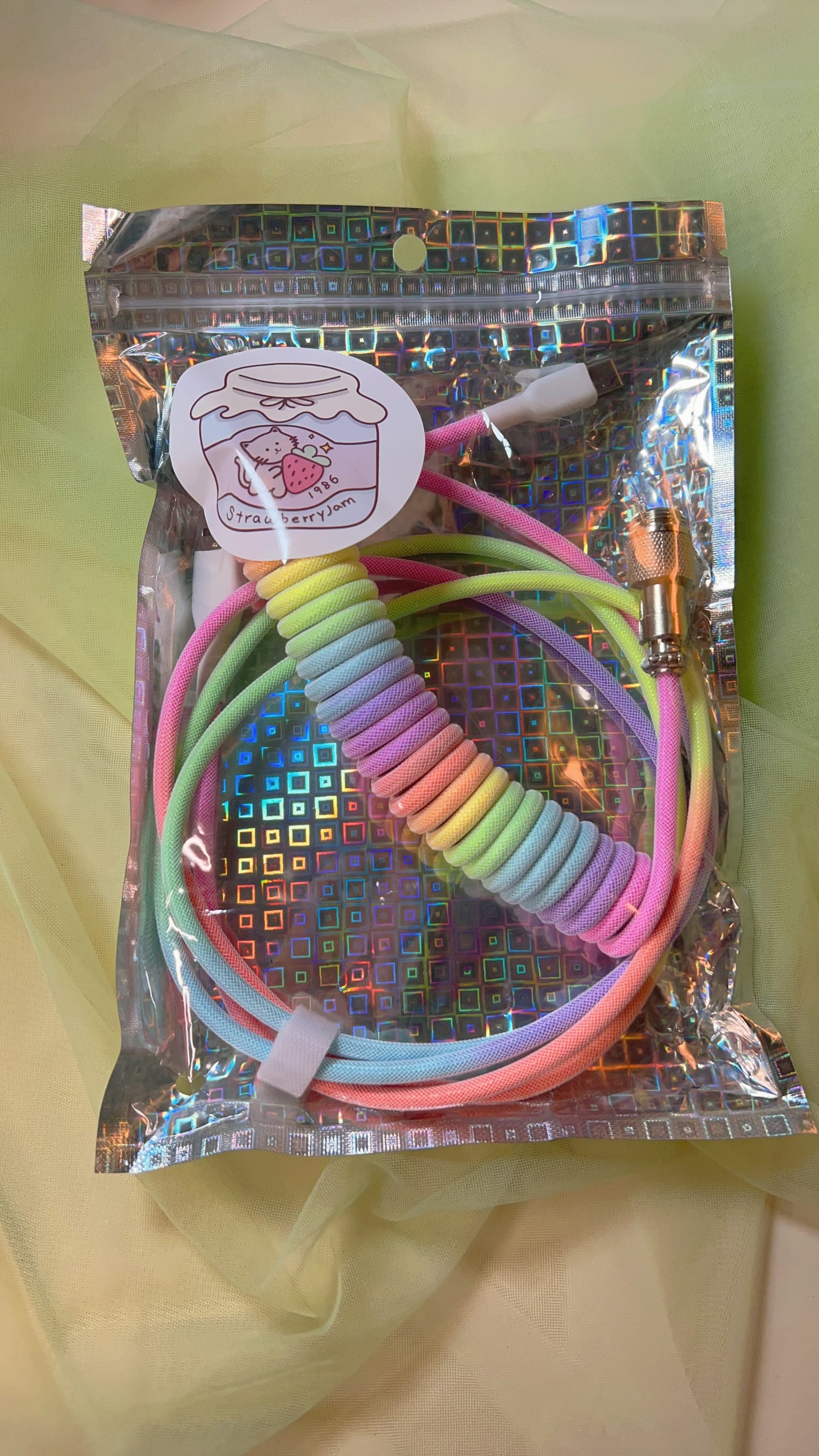 Rainbow Keyboard Coiled Cable