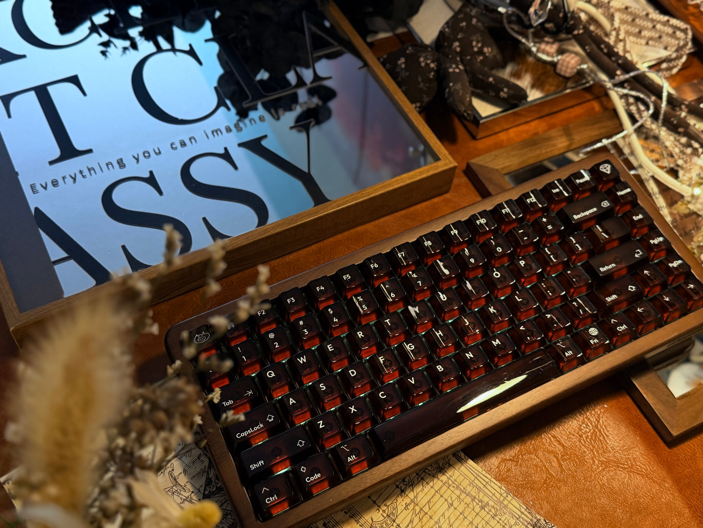 Unboxing Clearance ONLY 1 Instock WOMIER WD75 WIRELESS WOODEN KEYBOARD ➕ lelelab Lele Gems Crystal Keycaps