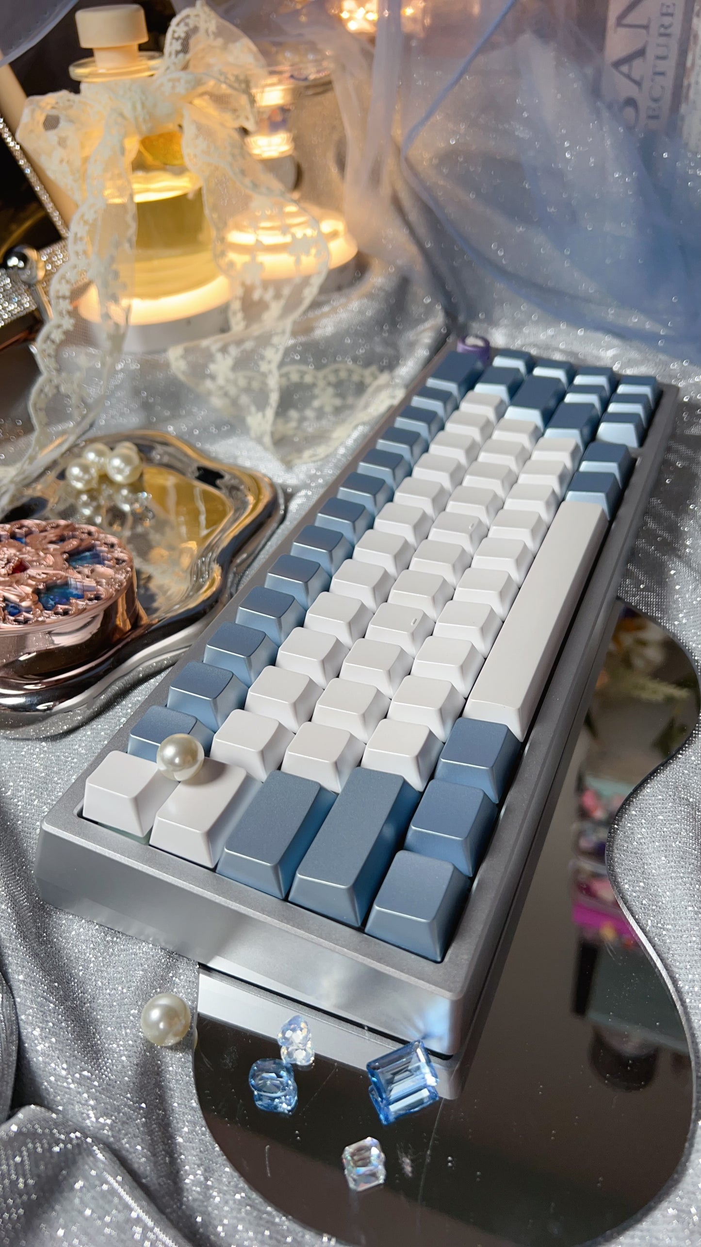 【Only 1 In-stock】 Prebuilt Meletrix ZOOM65V2 GTsilver Pink Aluminum Customized Mechanical Keyboard