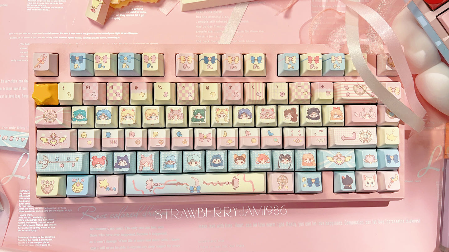 096 Sailor Moon Pastel Pink Yellow Blue Keycap Cherry Profile