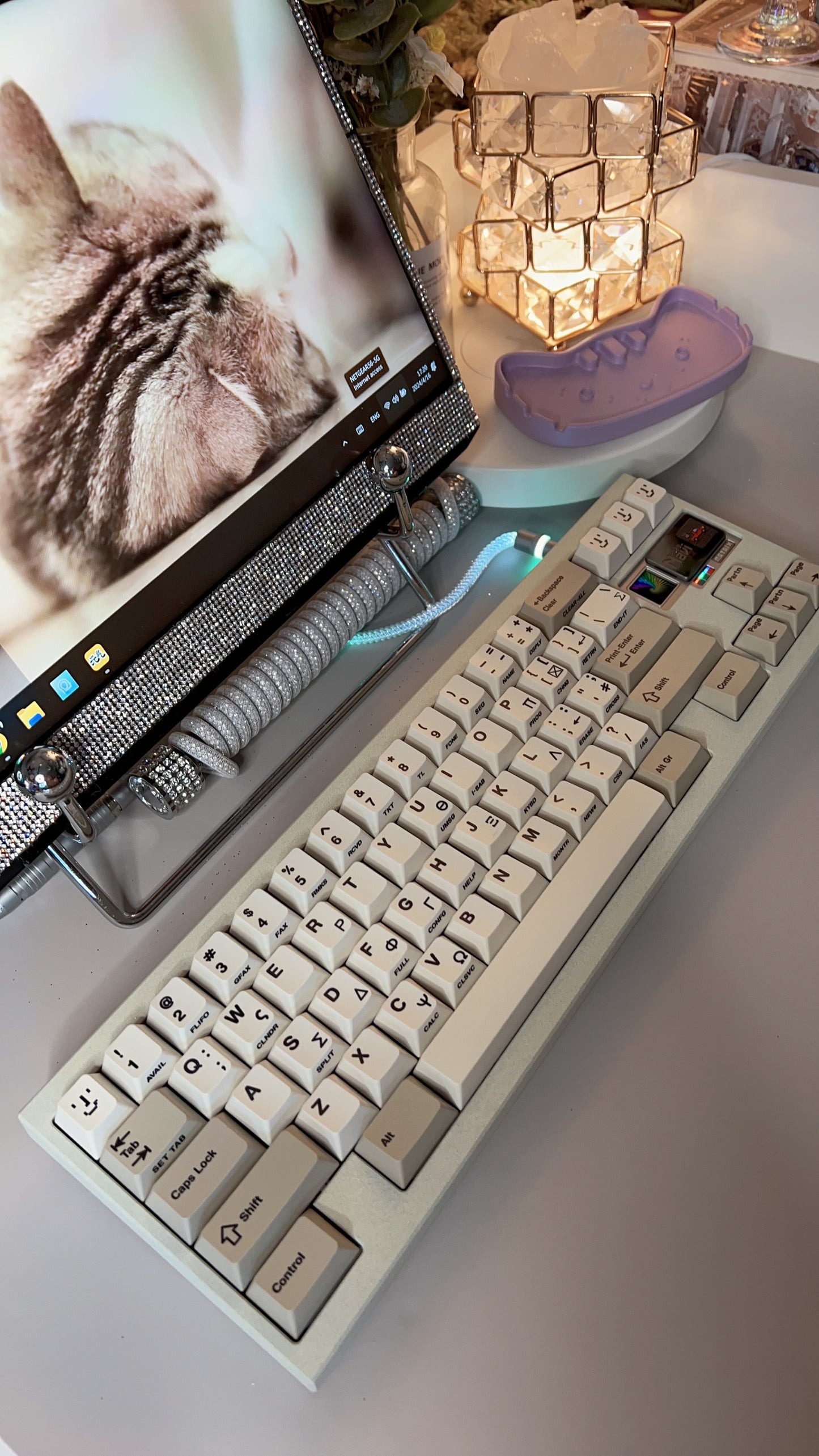 「Fully Assembled」Matrix Navi70 Beige Grey Retro Style Customized Keyboard