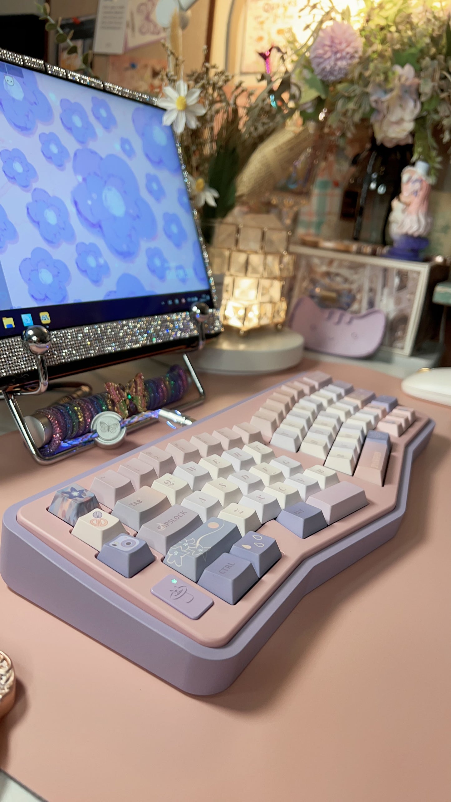 Preorder Prebuild Purple Pink Dreamy Bellflower Vlice Ergonomic Aluminum Customized Keyboard