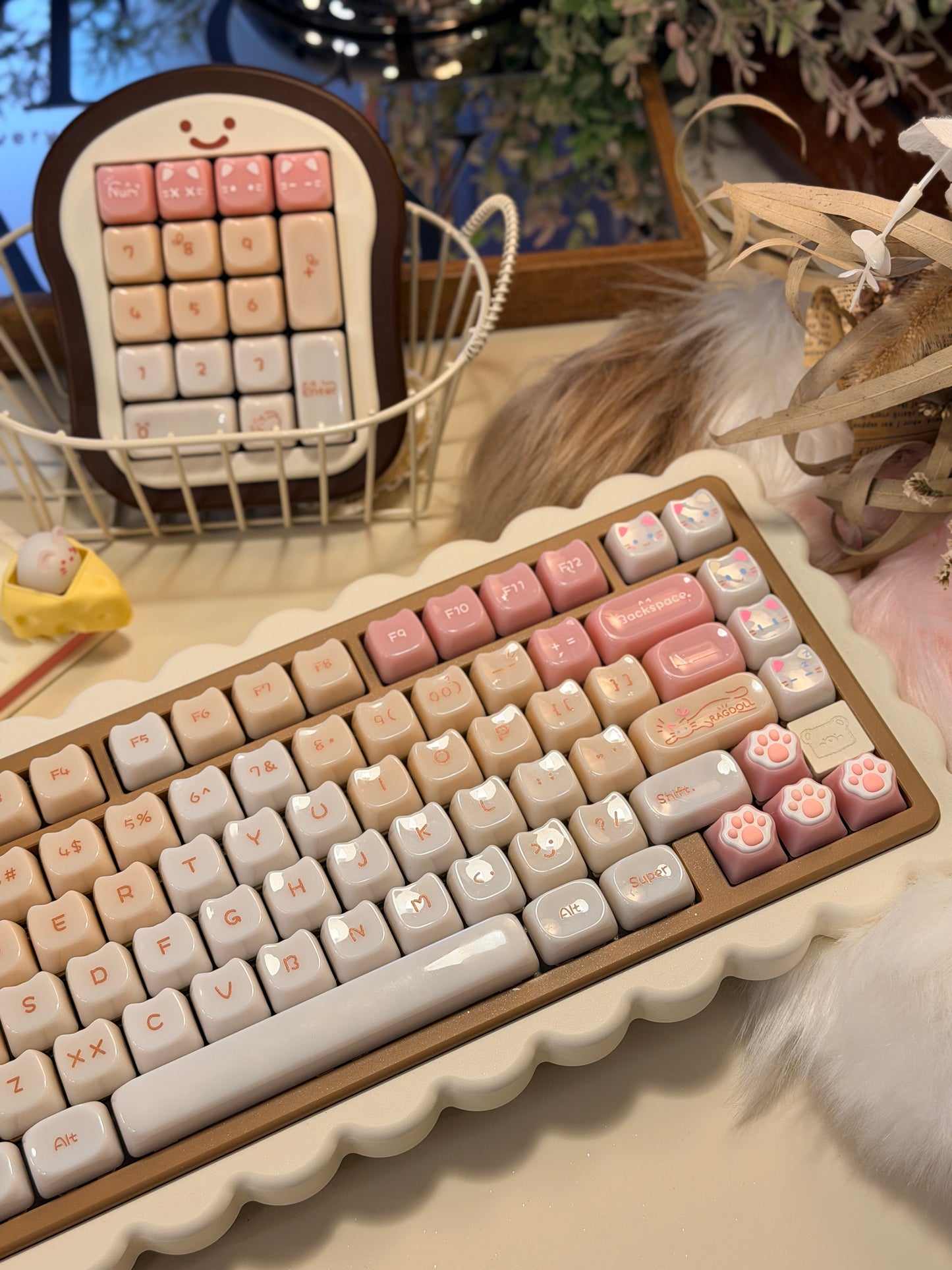 ONLY 1 Instock Prebuilt Aluminum Custom Mechanical Keyboard Cookie75 & Toast Pad Set