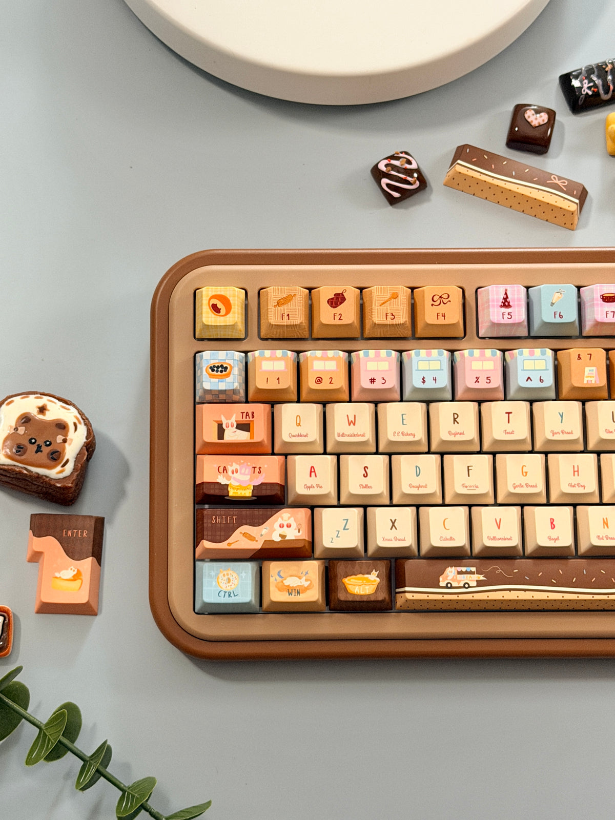 #0307 LazyR Bread Bunny Artisan Keycap | Double-Sided Bread Rabbit Keycap | Cute Bakery-Themed Handmade Keycap for Mechanical Keyboards