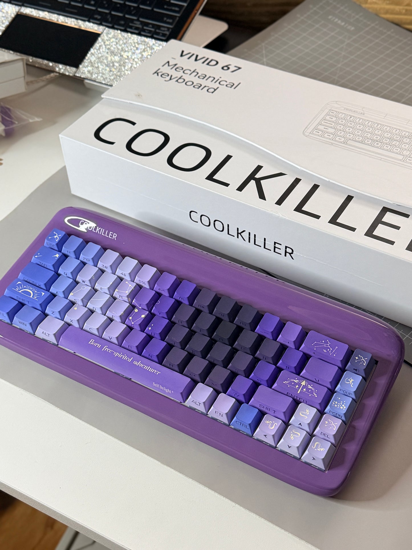 Unboxing Clearance ONLY 1 Instock Coolkiller Vivid67 Aluminum Mechanical Wireless keyboard Violet Purple Sagittarius Keycaps Chiiwaka Switch
