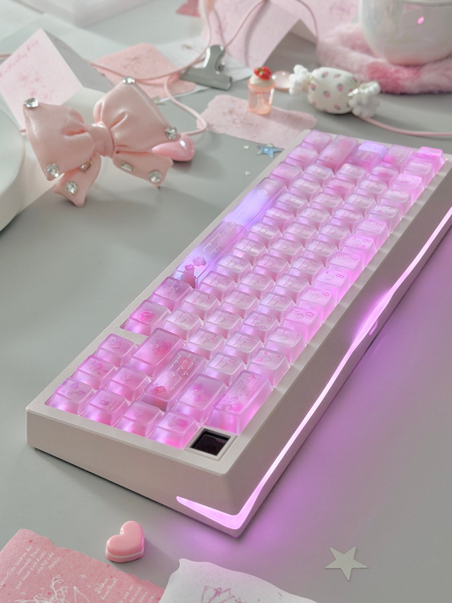 ONLY 1 Instock Prebuilt Aluminum Custom Mechanical Keyboard Meletrix ZOOM65V3 Pink Set