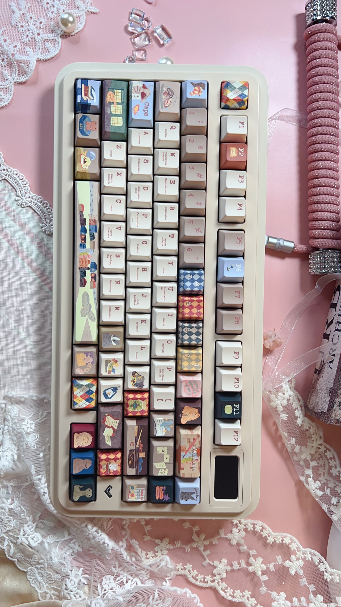 【Only 1 In-stock】Prebuilt Rich75 Beige Aluminum tri mode Customized Mechanical Keyboard