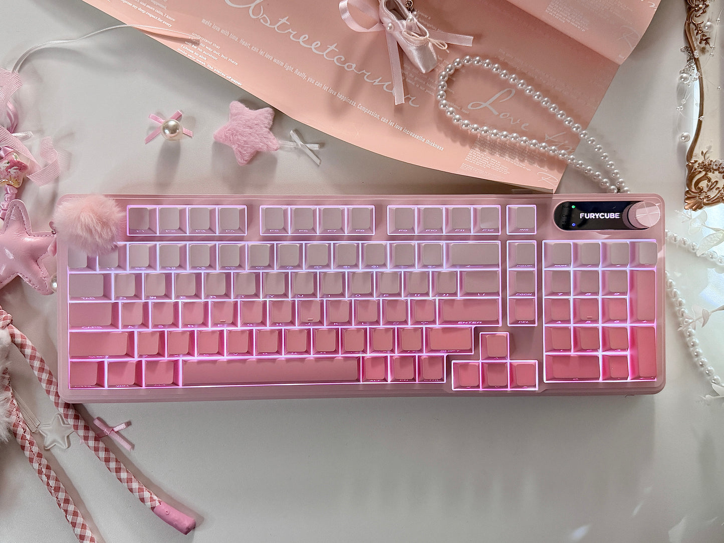 Unboxing For SALEs IP98 Wireless Gaming Keyboard - Wireless Keyboard with RGB Backlighting, IPX8 Water Resistance, and Side Printed PBT Translucent Keycaps, Suitable for Gaming or Work (Pink White)