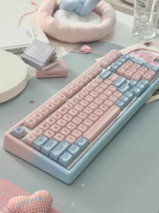 Unboxing Sample For Sales ONLY 1 Instock ainbell base99 pale pink Blue Bear RGB Backlit wireless mechanical keyboard