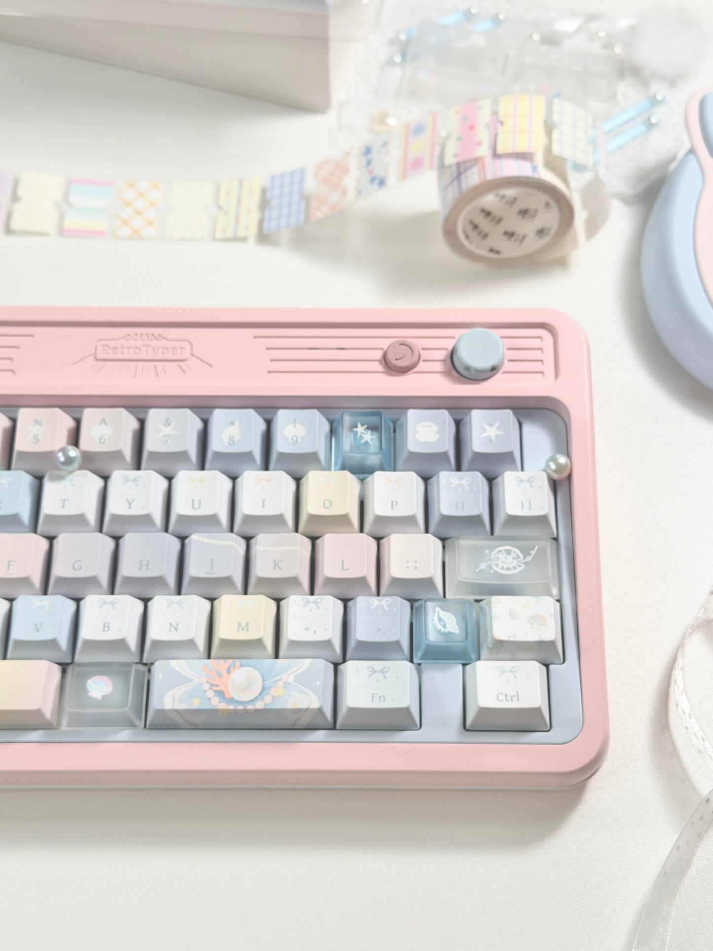#0269 Pastel Seashell Jellyfish Pearls Keycaps With Foggy Pc Novelty Cherry Profile Designed By Miller