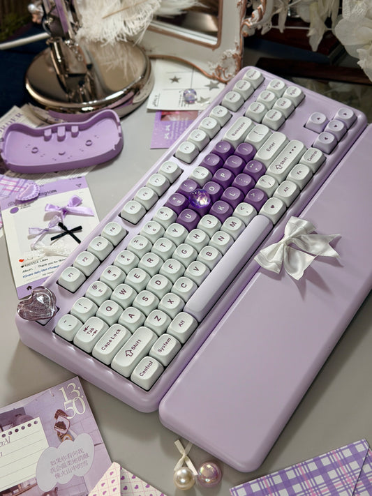 Unboxing Sample For Sale ONLY 1 Instock YUNZII B87 Purple Heart Wireless Mechanical Keyboard with Wrist Rest