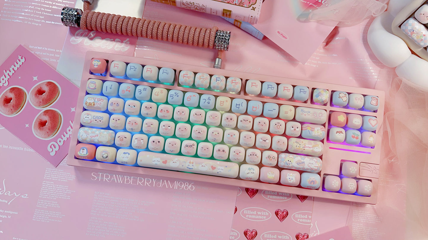 [only 1 Instock] Prebuilt Galaxy80 Pink Aluminum Customized Mechanical Keyboard