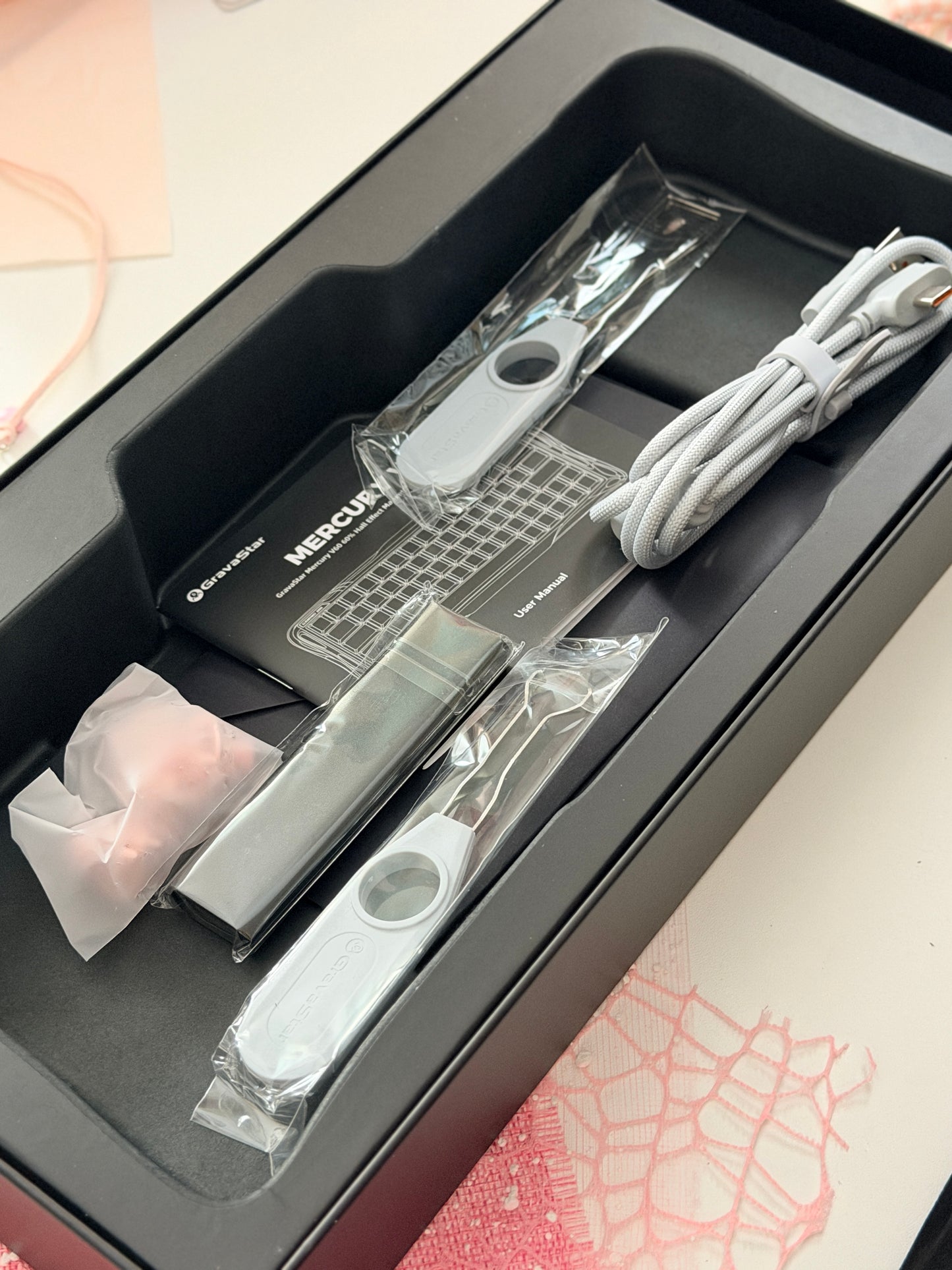 Unboxing Clearance ONLY 1 Instock GravaStar Mercury V60 Crystal Rose Magnetic Gaming Keyboard