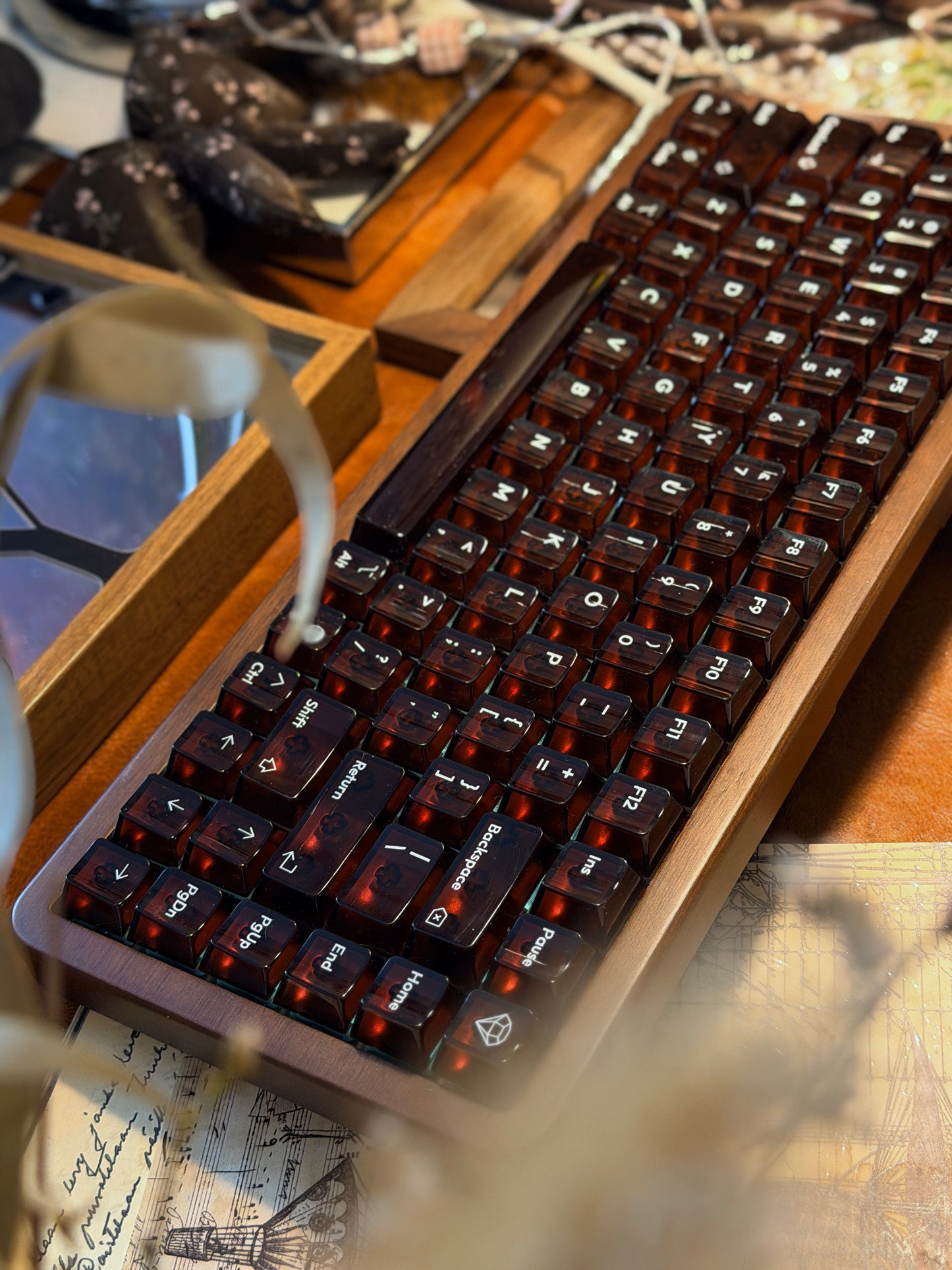 Unboxing Clearance ONLY 1 Instock WOMIER WD75 WIRELESS WOODEN KEYBOARD ➕ lelelab Lele Gems Crystal Keycaps