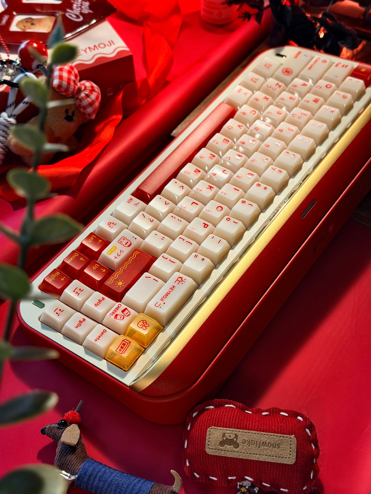 ONLY 1 Instock Prebuilt Aluminum Custom Mechanical Keyboard Targa65 Red Gold Set