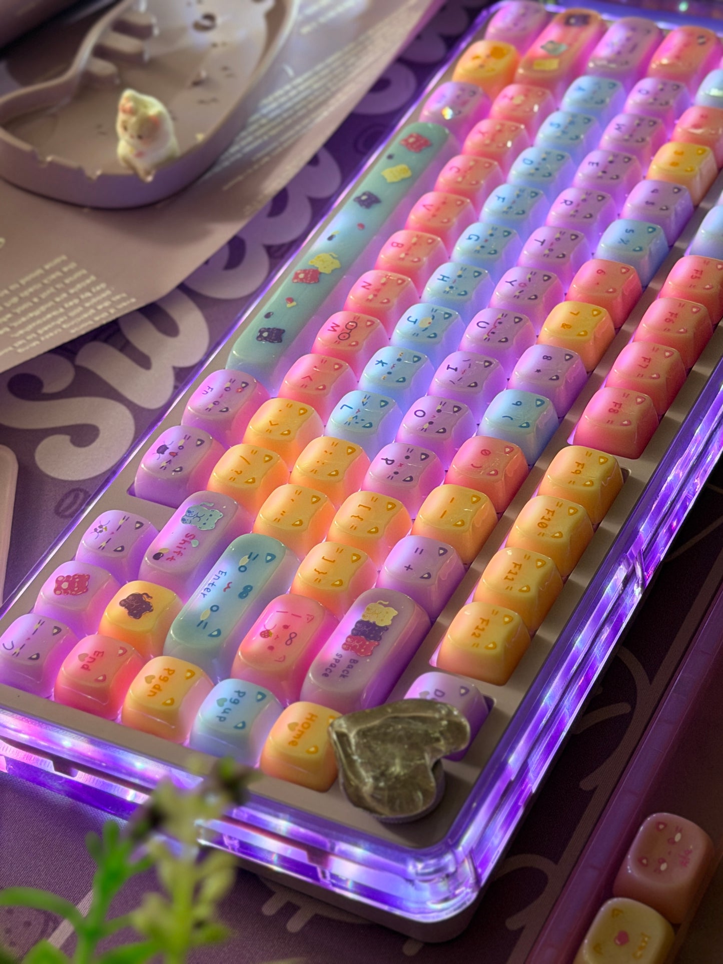 Unboxing Clearance ONLY 1 Instock Meow Pudding PC Keycap Set ➕KiiBOOM Breeze75 Purple Mechanical Keyboard ➕ Phantom 21 Number Pad