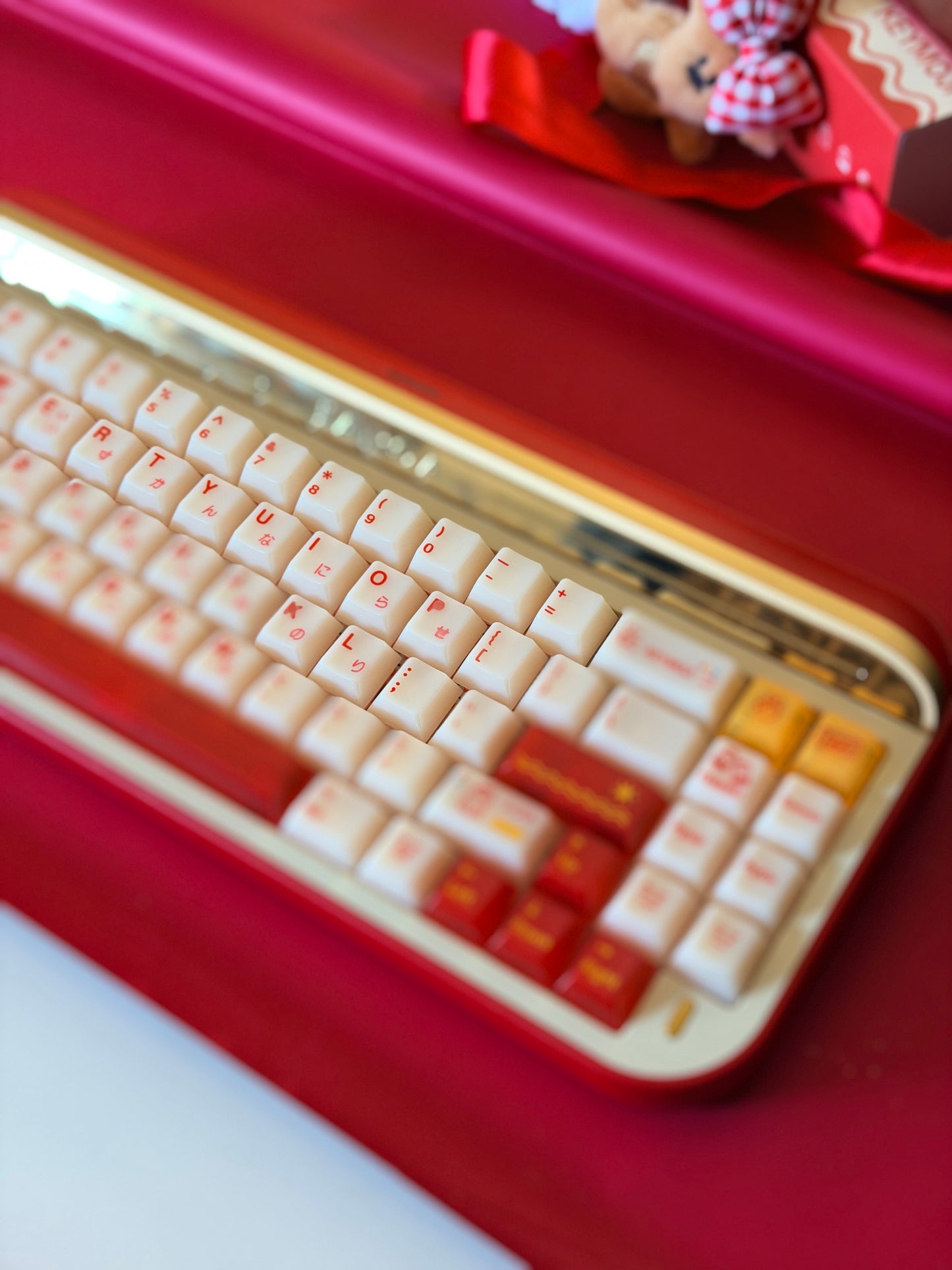ONLY 1 Instock Prebuilt Aluminum Custom Mechanical Keyboard Targa65 Red Gold Set