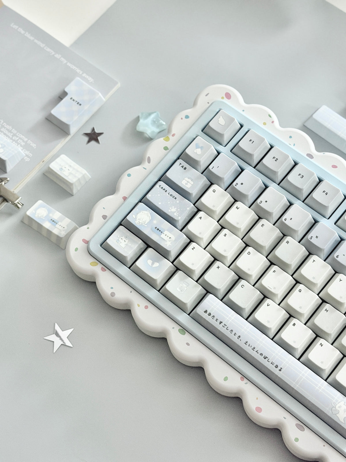 PREORDER Prebuilt Aluminum Custom Mechanical Keyboard Cookies75 Blue White Sugar Set