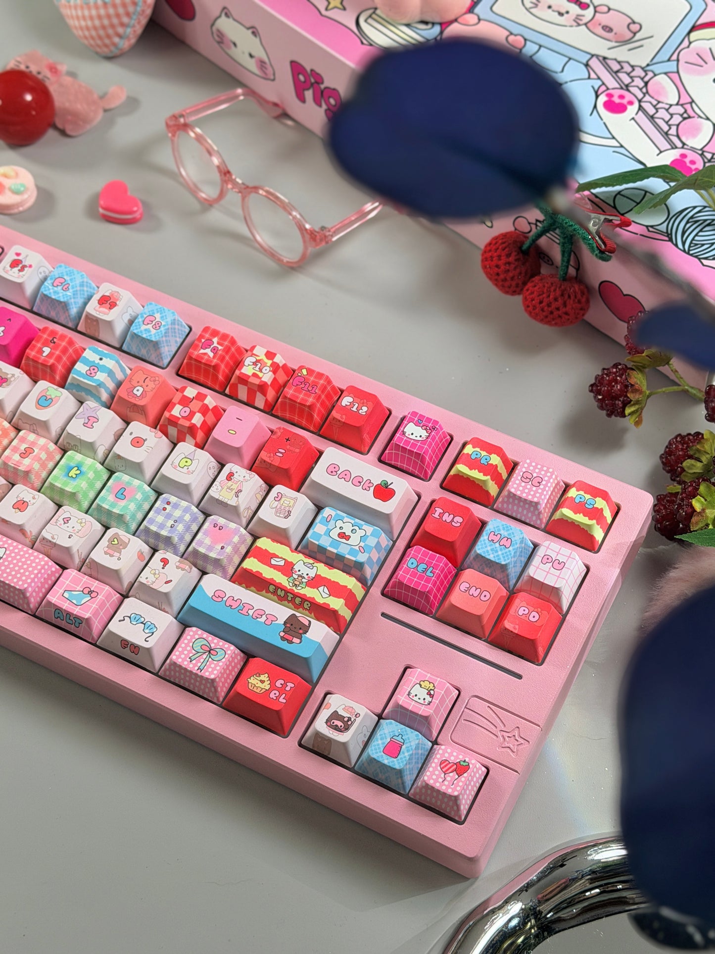 Unboxing Clearance ONLY 1 Instock Prebuilt Galaxy80 Pink Aluminum Customized Mechanical Keyboard + Kitty keycap Set
