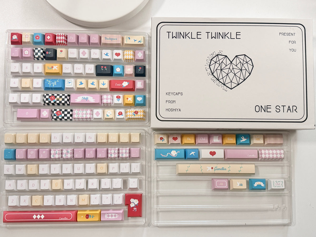 #0316 One Star Sweet Cake Party Keycaps – Pastel Pink Dessert Theme Cute Kawaii Mechanical Keyboard Keycap Set