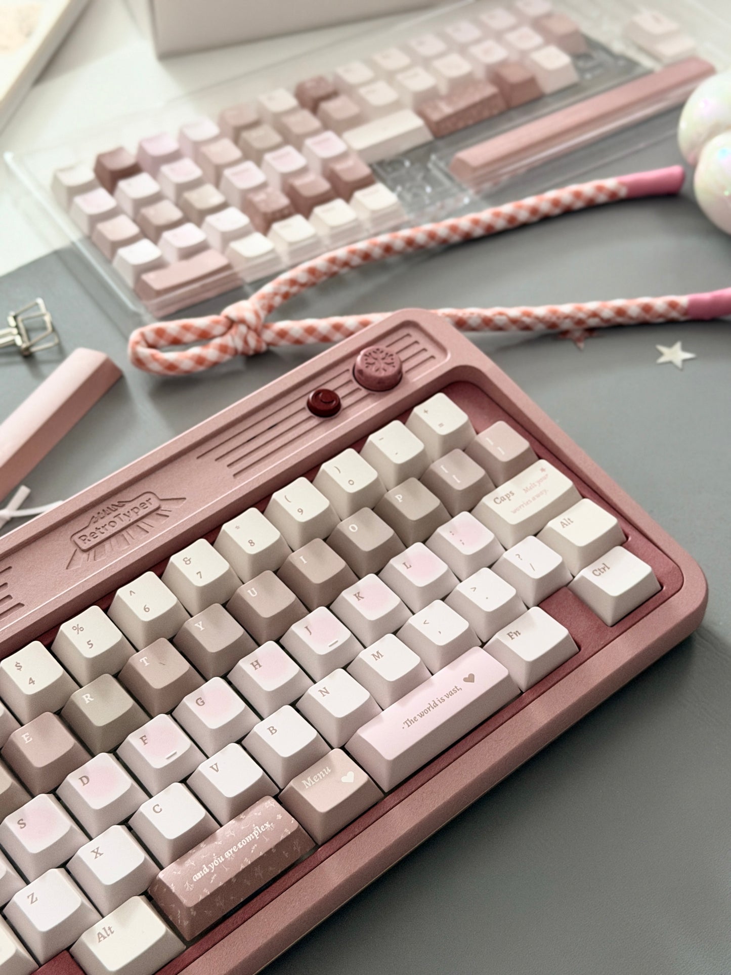 ONLY 1 Instock Prebuilt Aluminum Custom Mechanical Keyboard RT50 Dusty Rose Pink Set