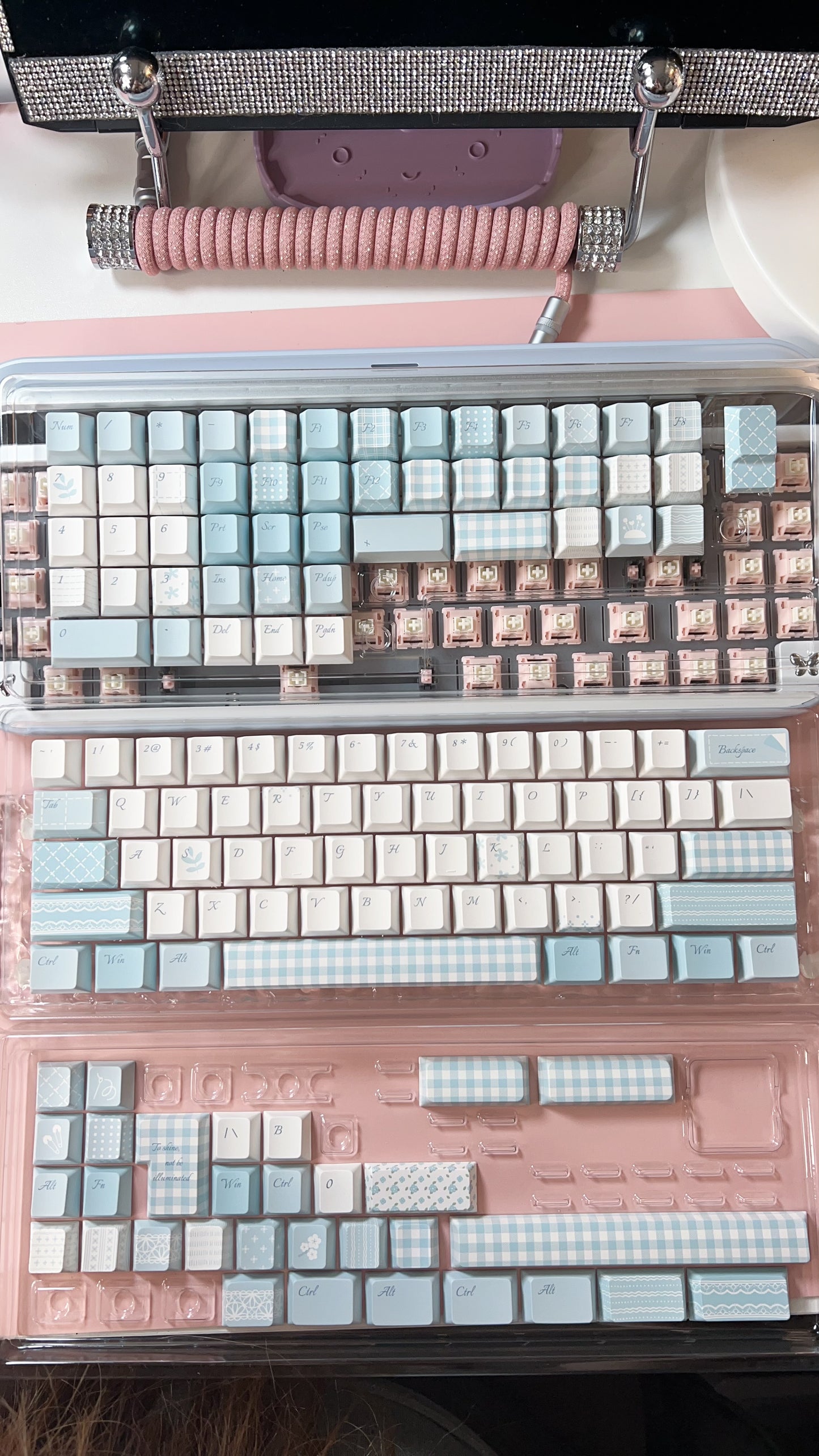 080 Pastel Blue Lace Love Poem Keycap Cherry Profile Design Mocoo