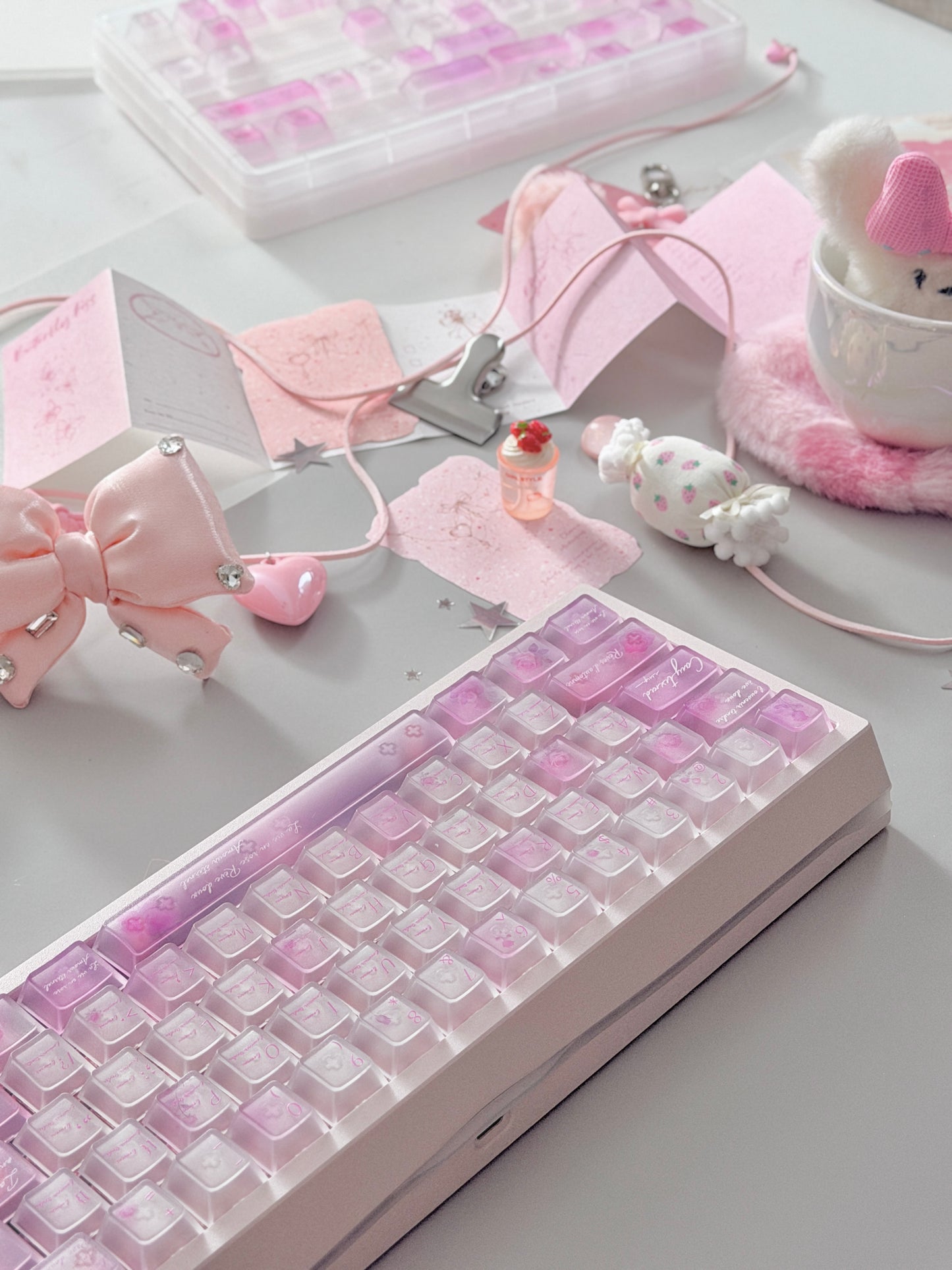 ONLY 1 Instock Prebuilt Aluminum Custom Mechanical Keyboard Meletrix ZOOM65V3 Pink Set