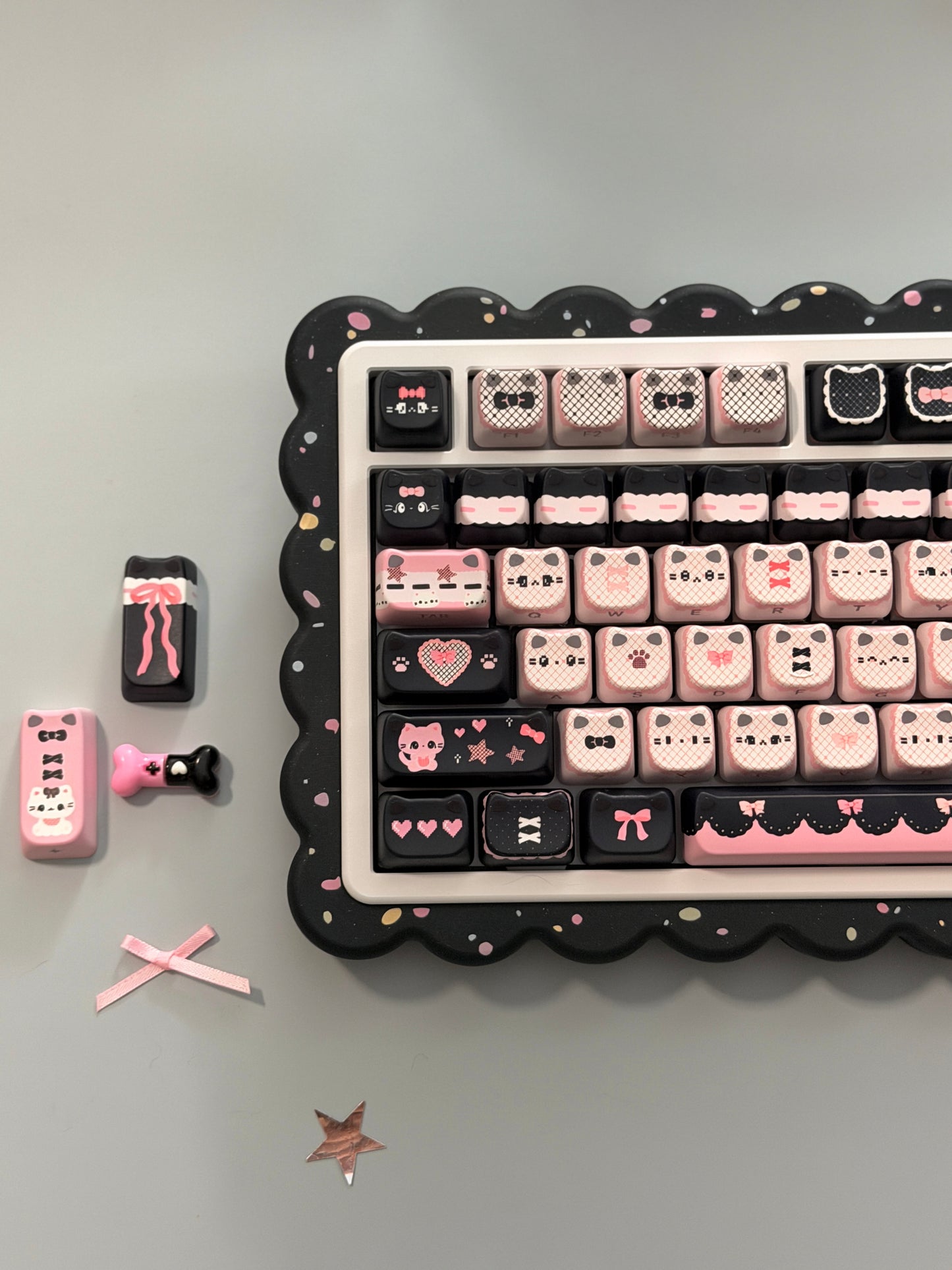 ONLY 1 Instock Prebuilt Aluminum Custom Mechanical Keyboard Cookies75 White Black Sugar Set