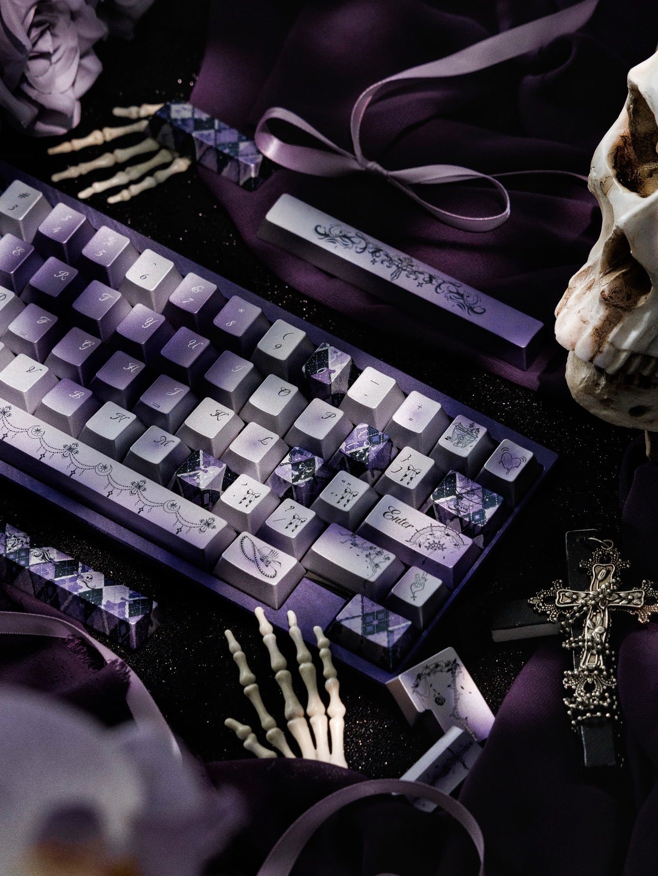 #0284 [Limited Edition] Crimson Haze Purple-Black Gloss Metallic Coated Keycaps（not medal）