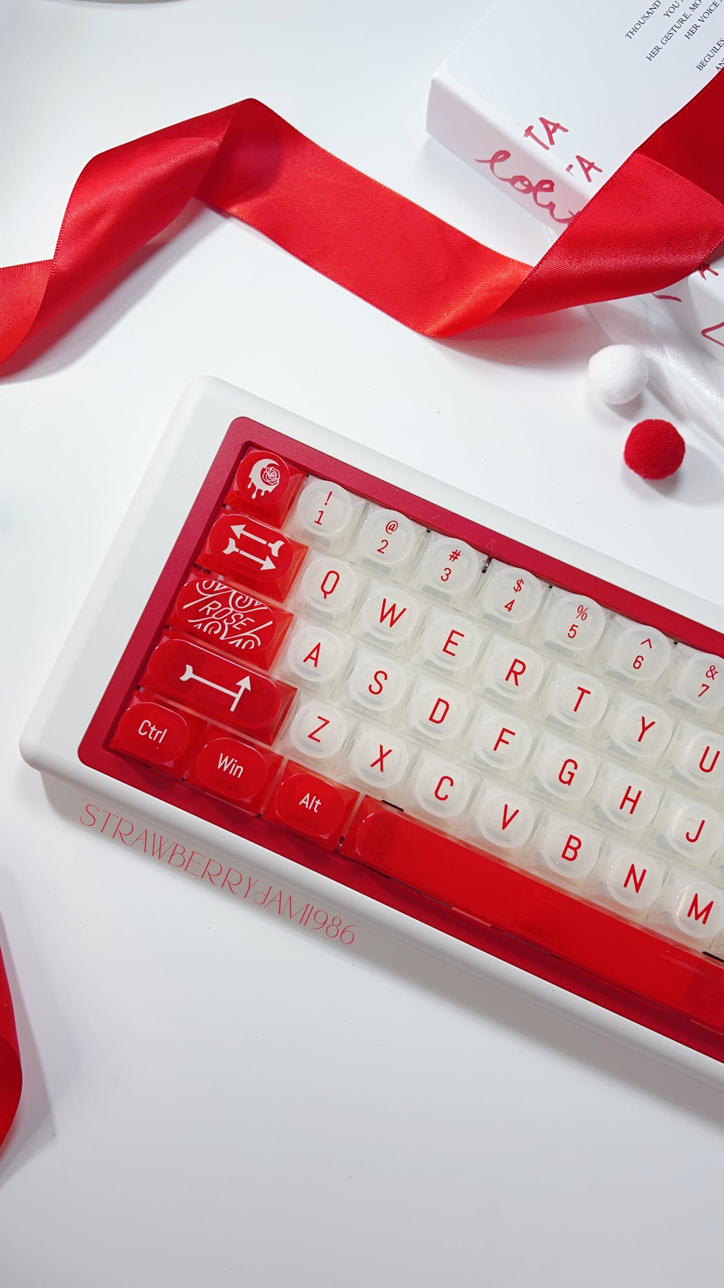 【Only 1 In-stock】Prebuilt Meow65 White Red Aluminum Customized Mechanical Keyboard