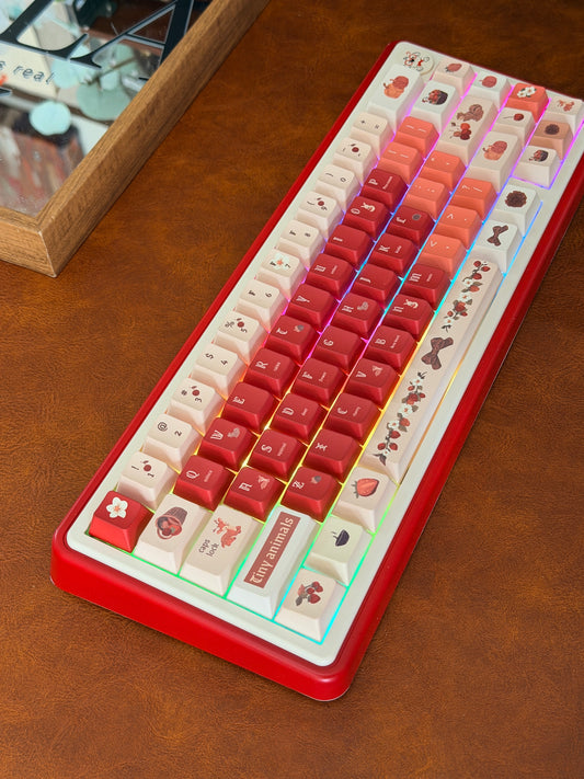 Unboxing Clearance UR65 Cute Red Mechanical Customized Keyboard (Tri-mode Gasket Hot-Swappable RGB