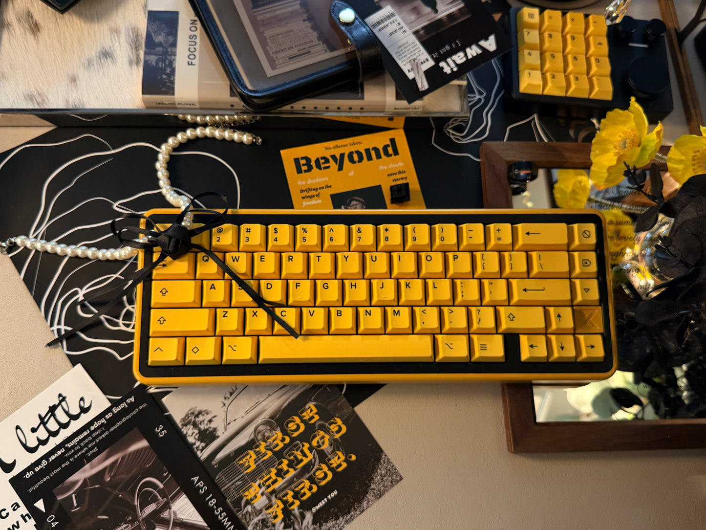 ONLY 1 INSTOCK Prebuilt Aluminum Customized Mechanical Keyboard BUFF65 Yellow Black Set