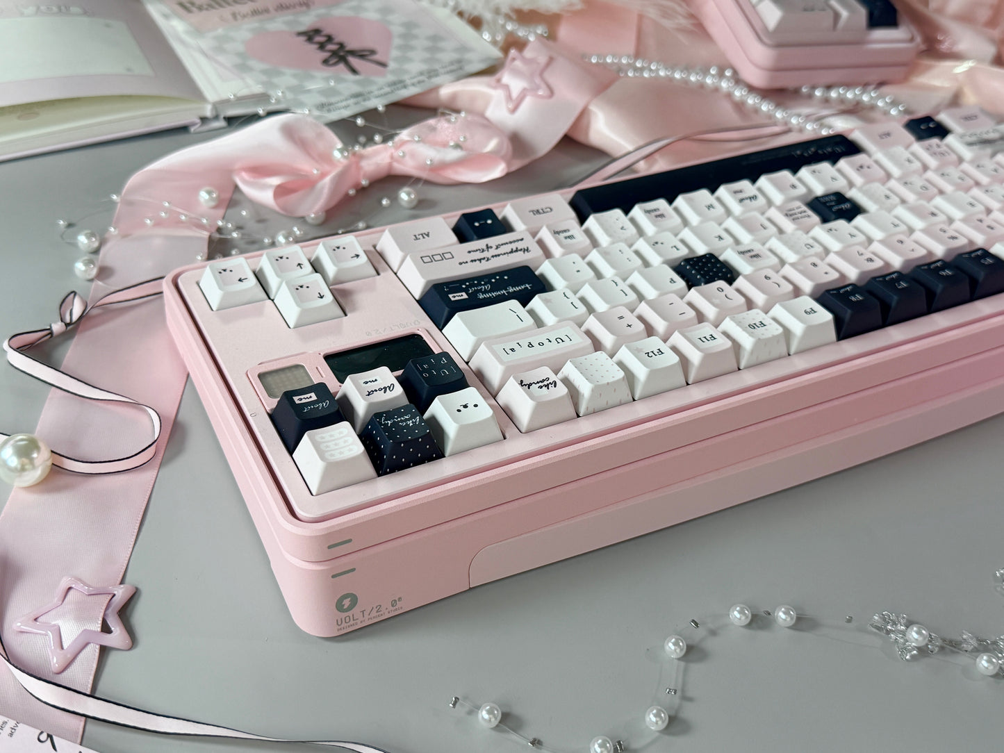 ONLY 1 INSTOCK Prebuilt Aluminum Custom Mechanical Keyboard PERCENTSTUDIO VOLT2.0 Pale Pink Set + VOLT PLUS PAD