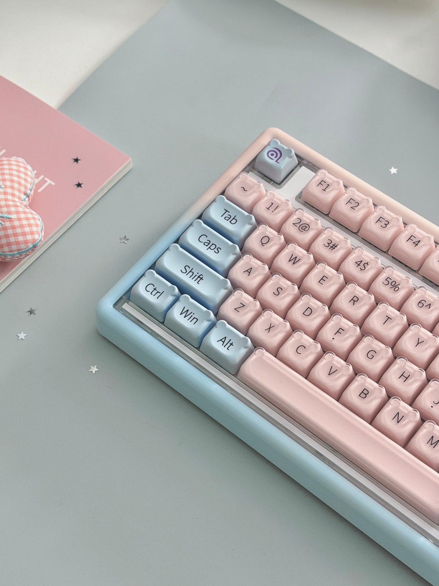 Unboxing Sample For Sales ONLY 1 Instock ainbell base99 pale pink Blue Bear RGB Backlit wireless mechanical keyboard
