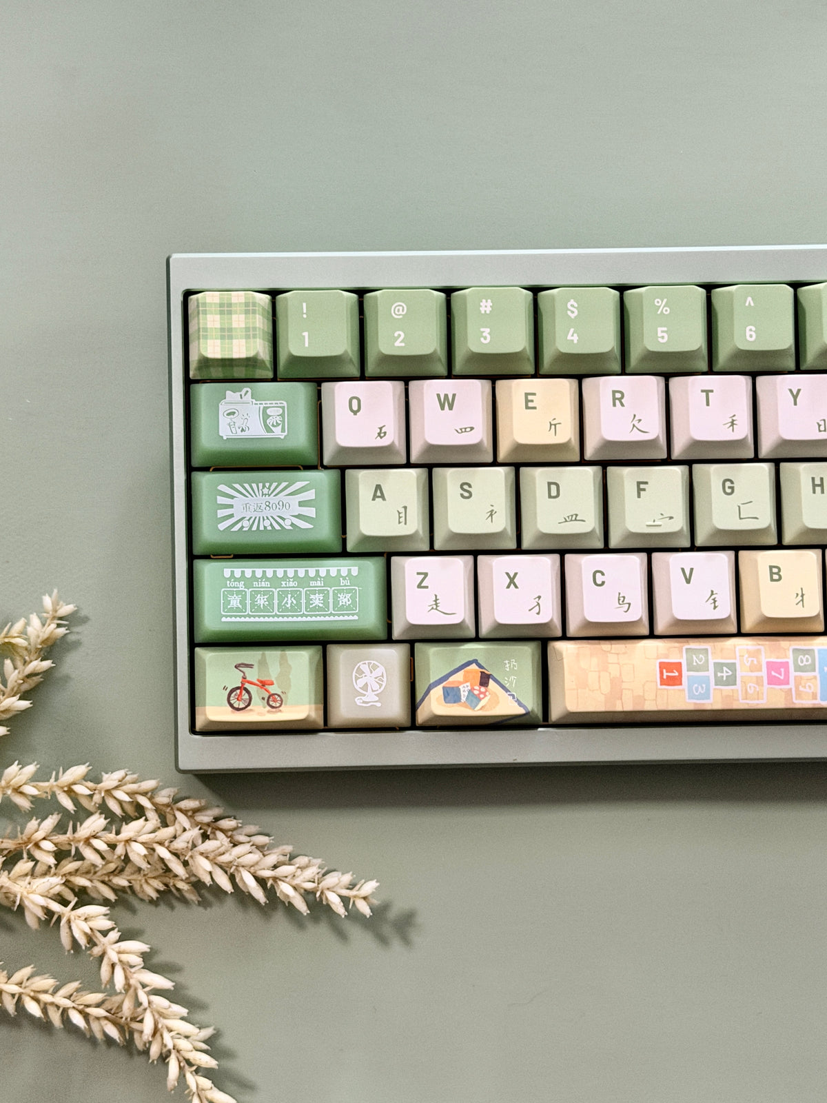 #0312 Time Machine Forest Garden Botanical Keycap Set – MoCoo Cute Green Custom Mechanical Keyboard Keycaps