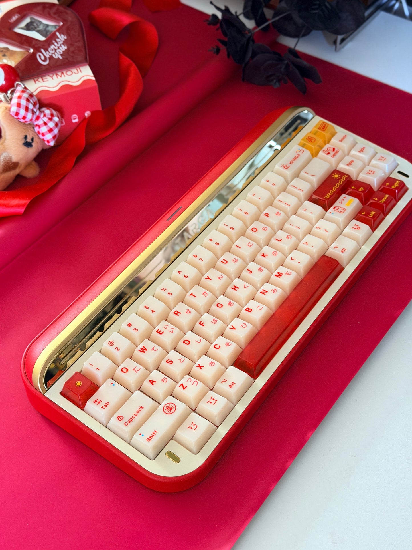 ONLY 1 Instock Prebuilt Aluminum Custom Mechanical Keyboard Targa65 Red Gold Set