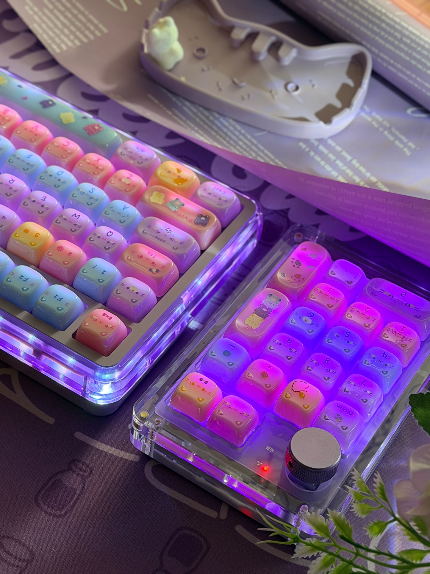 Unboxing Clearance ONLY 1 Instock Meow Pudding PC Keycap Set ➕KiiBOOM Breeze75 Purple Mechanical Keyboard ➕ Phantom 21 Number Pad