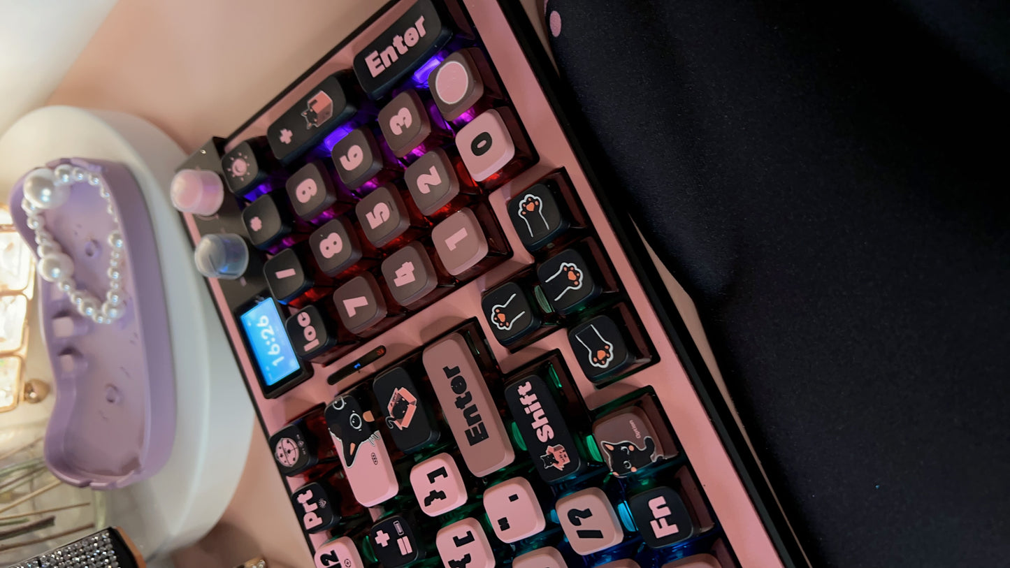 Black Pink Kitty Cat Luffy H98 Wireless Bluetooth Mechanical Keyboard  Designed By Strawberryjam1986 & Fopato