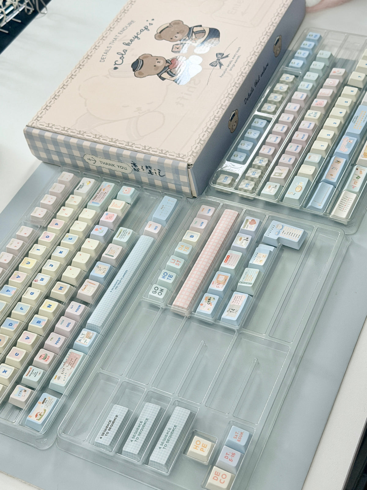 #0309 Love Journal Pastel Blue Creamy Aesthetic Keycaps Set | Cute Diary Theme Mechanical Keyboard Keycaps | Kawaii Office & Study Desk