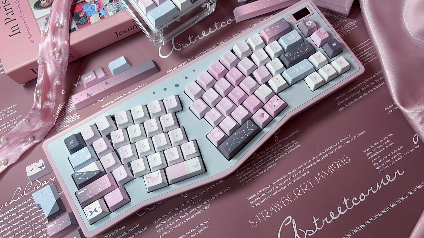 092 Star Fluctuation Gray Pink Gradual Change Advanced Sense Cherry Profile Keycap