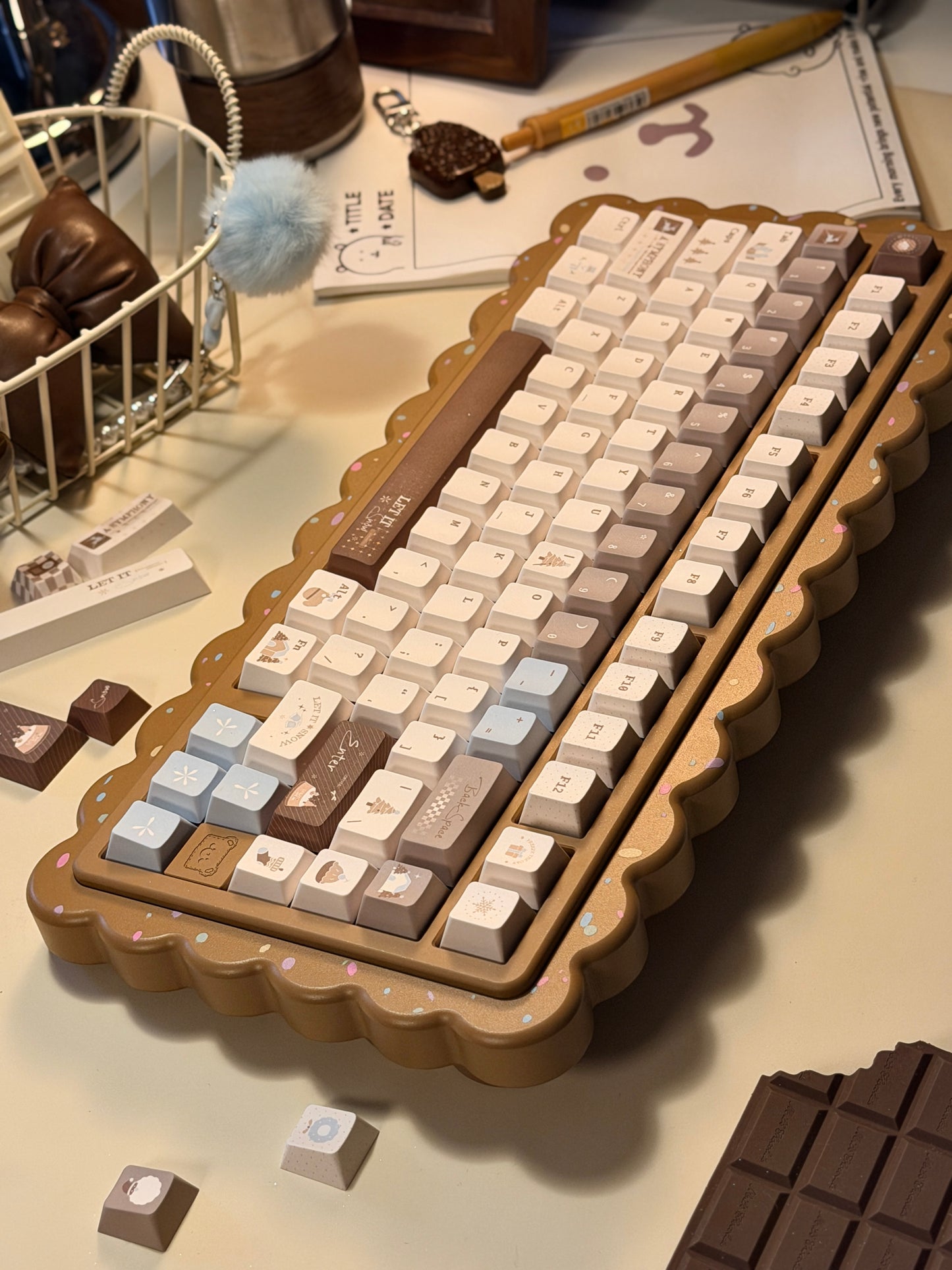 ONLY 1 Instock Prebuilt Aluminum Customized Mechanical Keyboard Cookies75 Brown Sugar Set