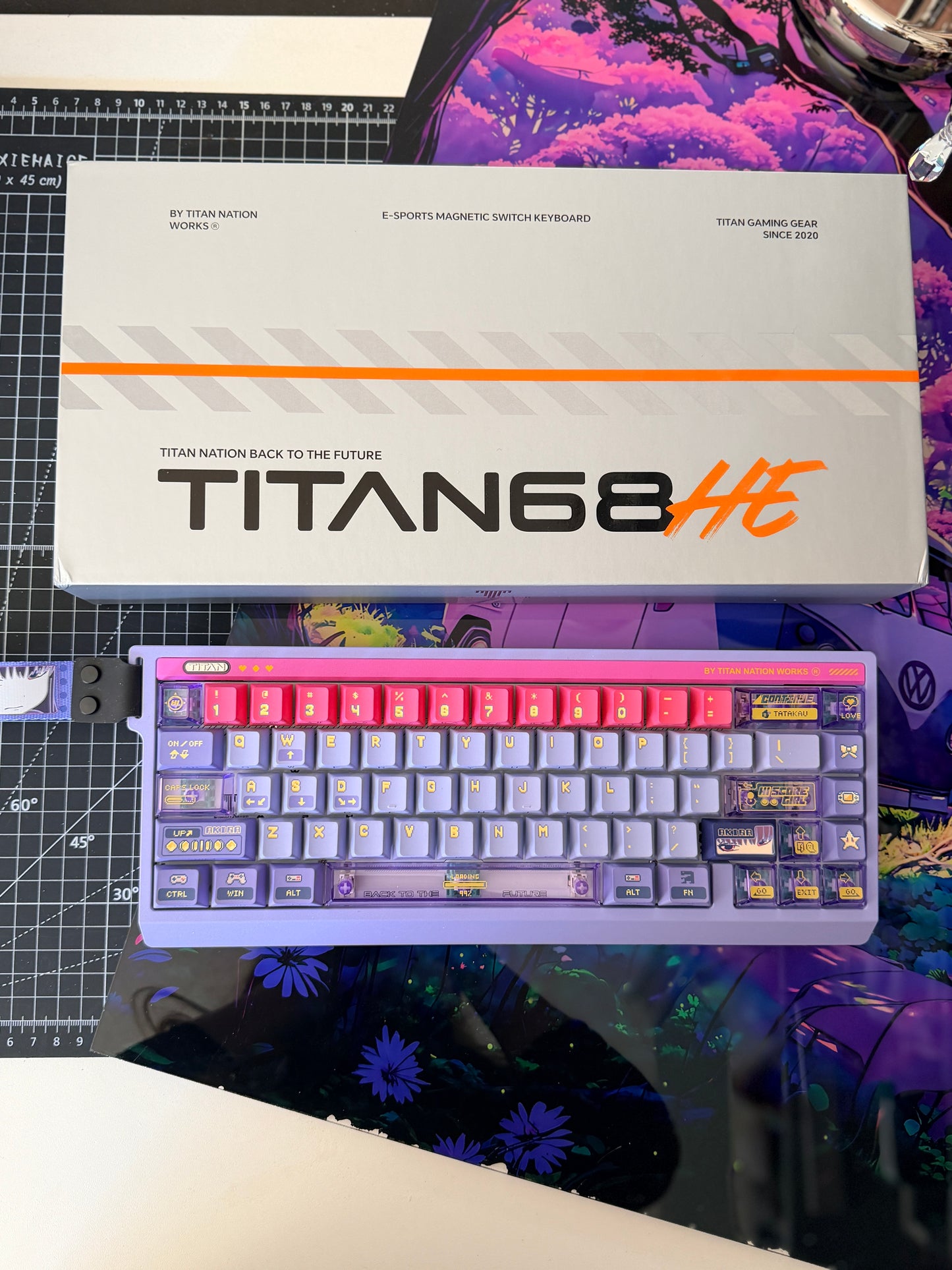 Unboxing Clearance TITAN68HE Purple Pink Magnetic Switch RGB Gaming Keyboard HI SCORE GIRL KEYCAPS