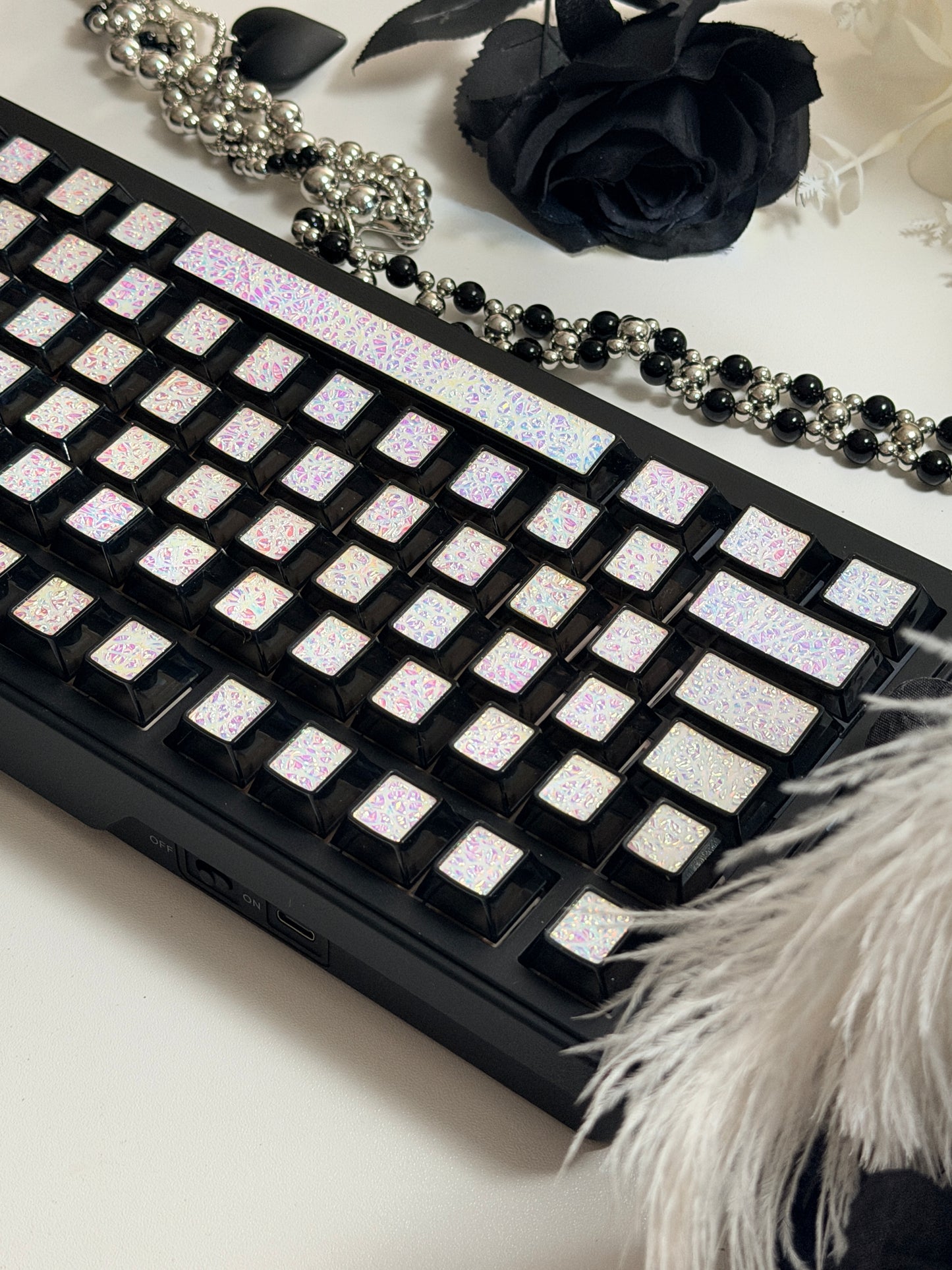 Unboxing Clearance ONLY 1 Instock Prebuilt Aluminum Custom Mechanical Keyboard Feker K75(Vter K75)Black Set ➕ Coated Lacquer White-Mixed Keycaps